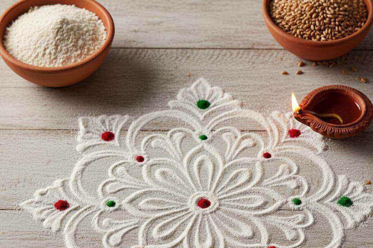 White Colour for Rangoli