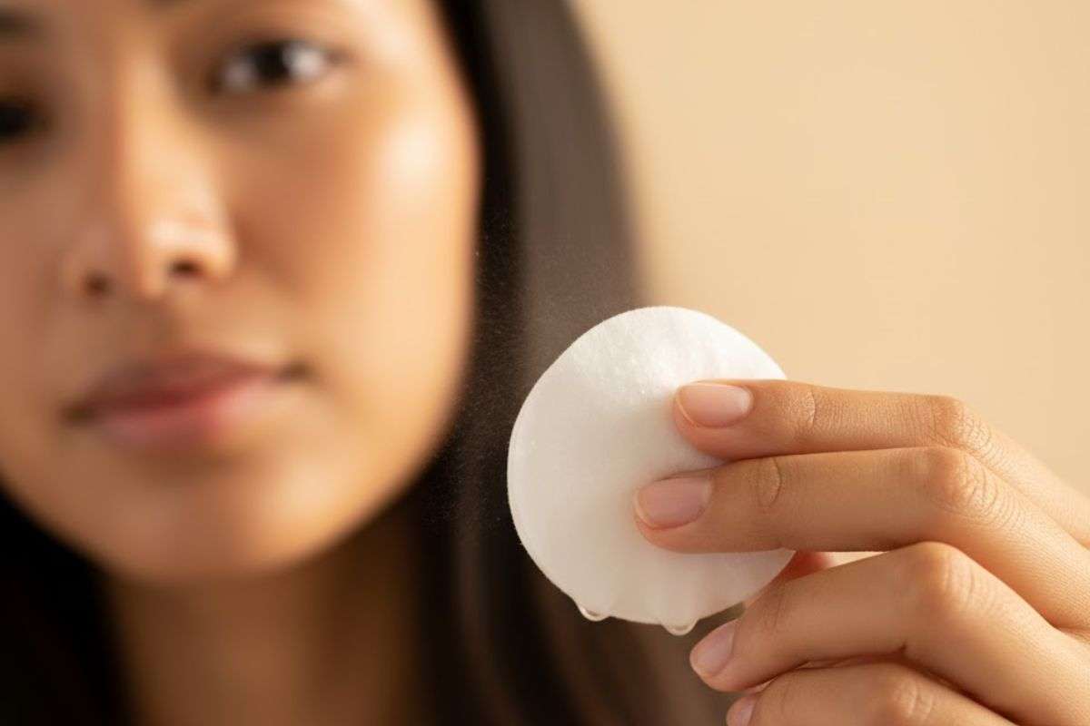 Applying rice water on skin