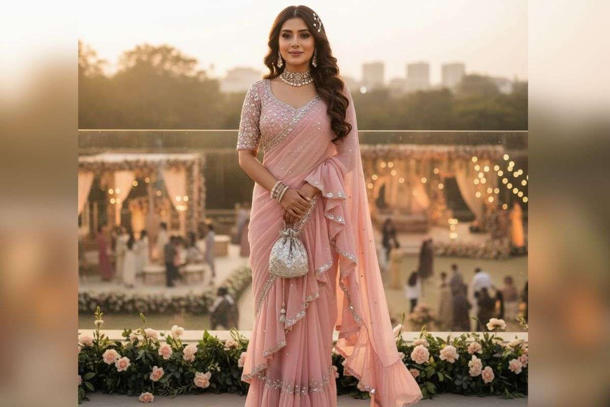 Ruffle saree