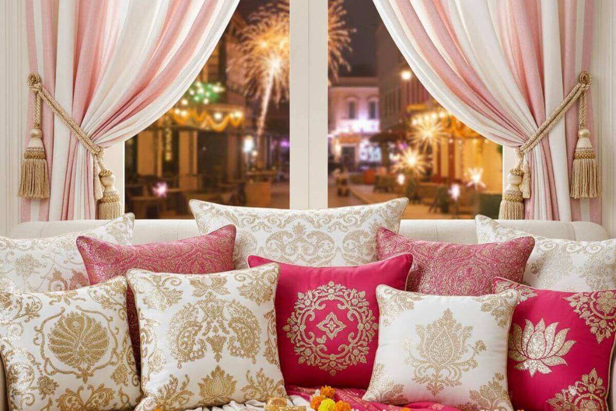 cushion and curtain for diwali