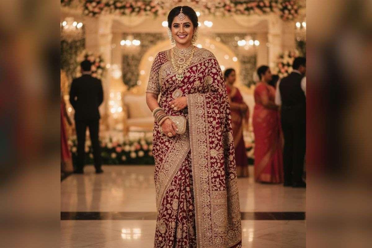 heavy work saree