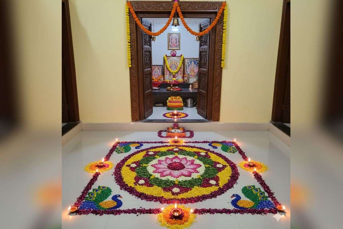 puja room rangoli desgin