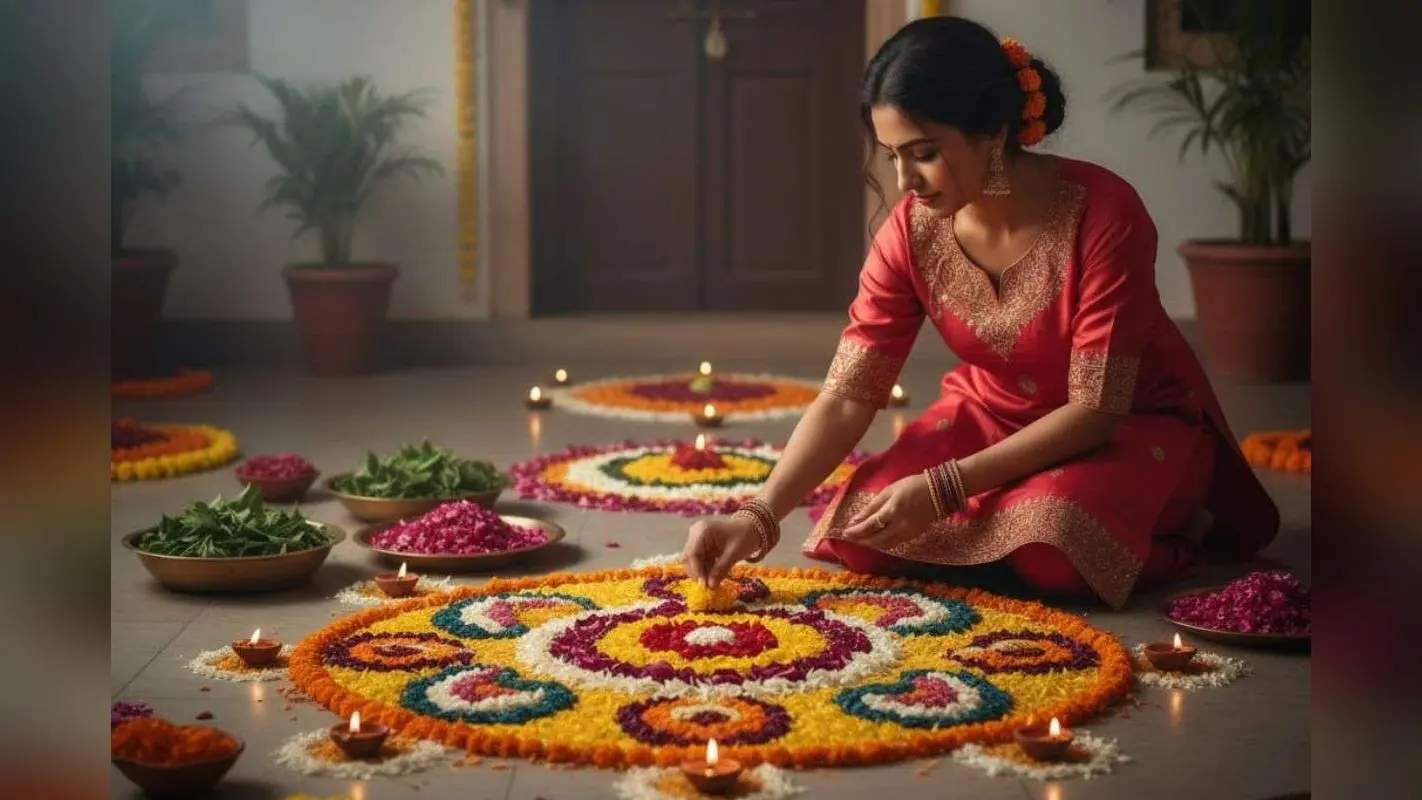 Kali Puja Special Flower Rangoli Design: काली पूजा पर फूलों की रंगोली से घर सजाएं, मेहमान भी हो जाएंगे खुश