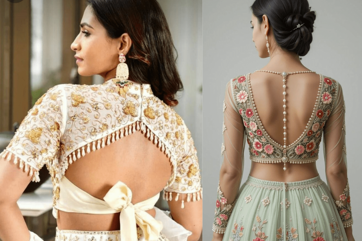 Designer embroidered back blouse