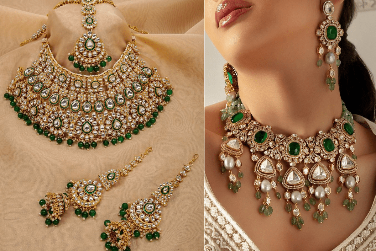 Elegant Green Stone Wedding Jewellery