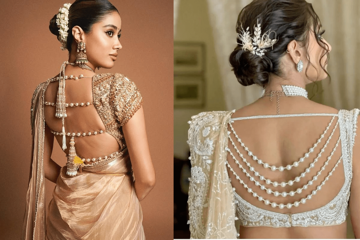Pearls backless blouse Trends