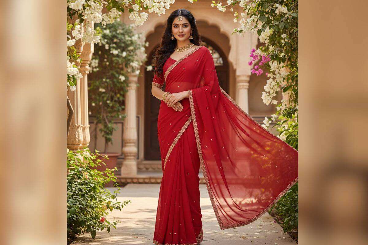lace work saree