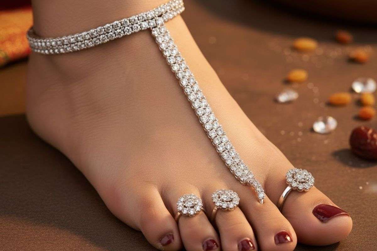 Anklets and toe rings with zircon stones