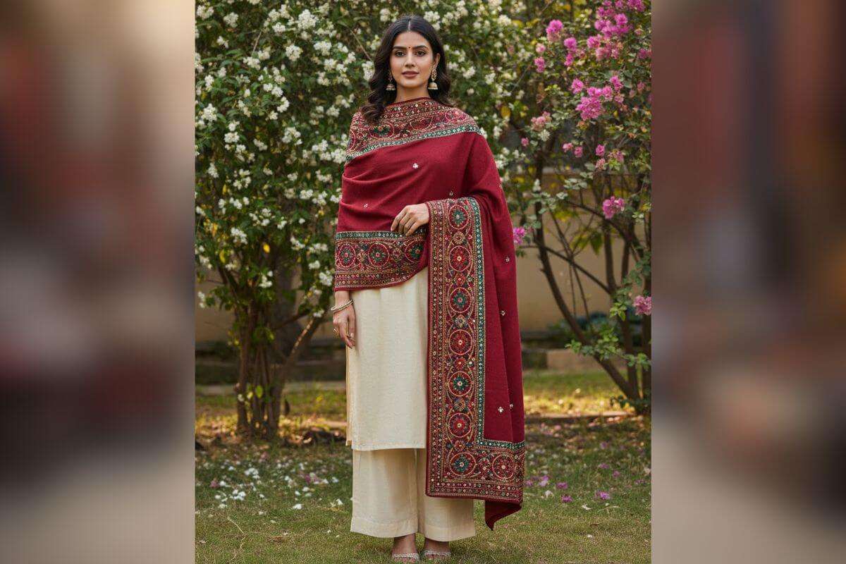 Border Design Woolen Shawl