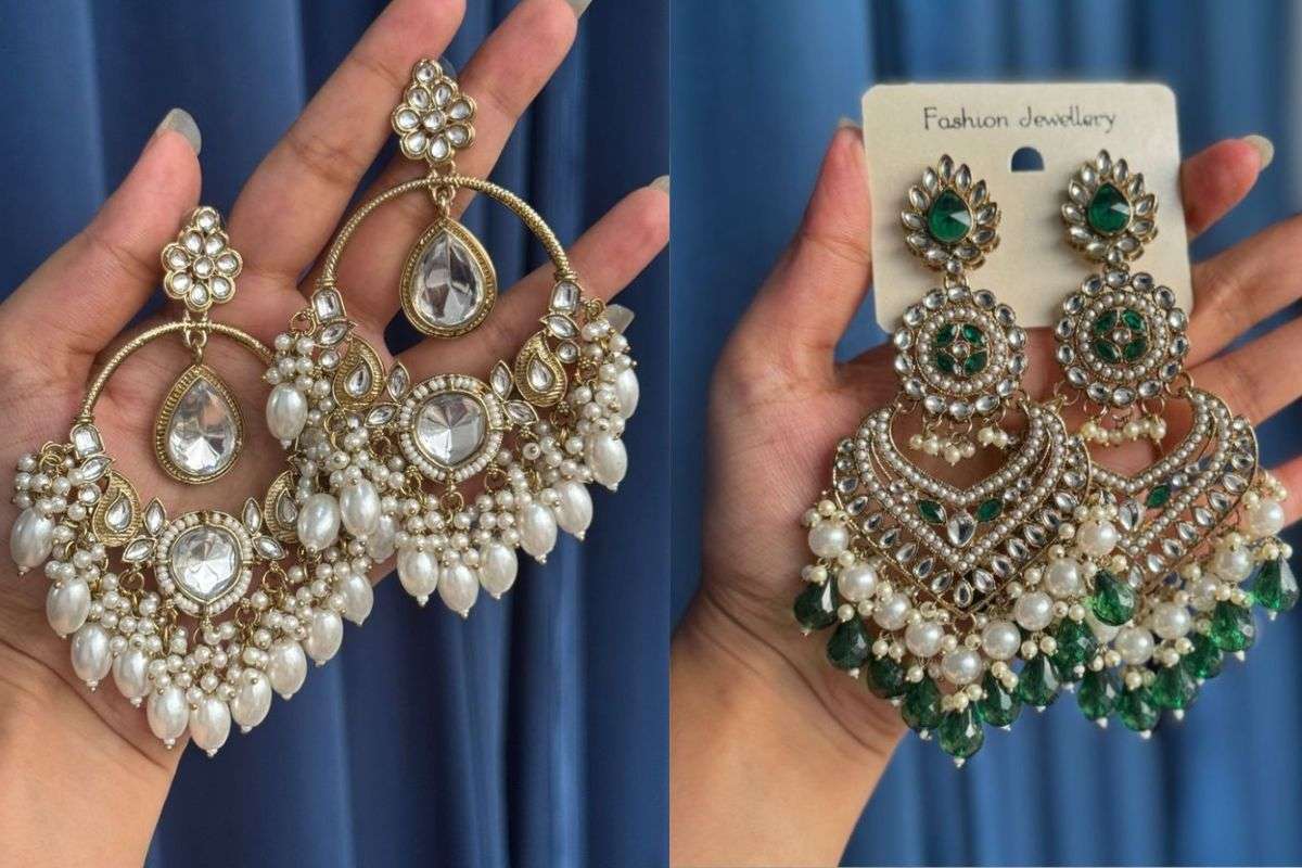 Chandbali Jhumkas – Glamorous Fusion Style (चांदबली झुमके – ग्लैमरस फ्यूजन स्टाइल) (Image Source: Pinterest)