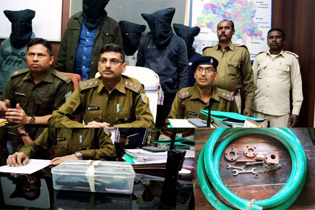 जसीडीह में इंटरस्टेट क्रूड ऑयल चोर गिरोह के 5 संदिग्ध गिरफ्तार, हल्दिया-बरौनी पाइपलाइन से चोरी के उपकरण जब्त