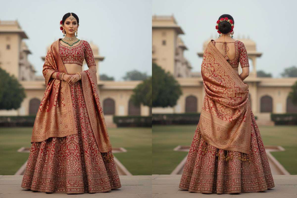 Designer Silk Shawl for Bride with elegant embroidery – stylish wedding silk shawl for bridal lehenga and saree