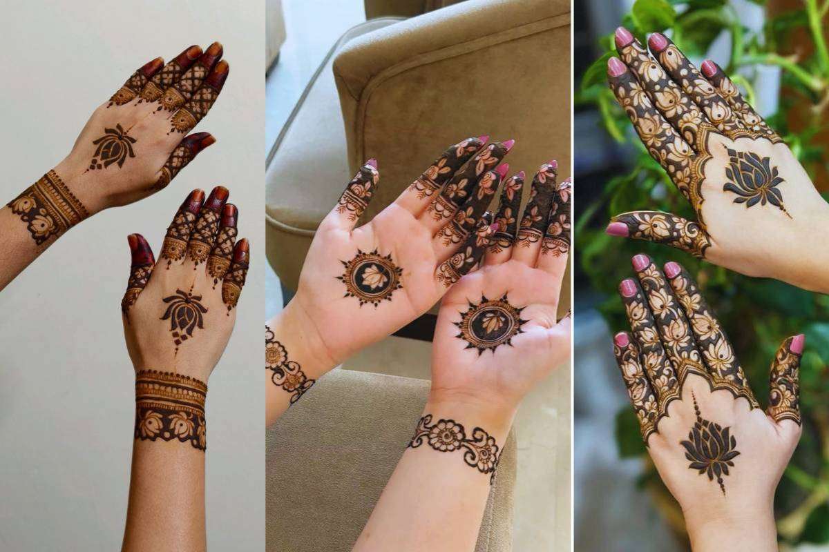Latest Lotus Mehendi Design Fingers