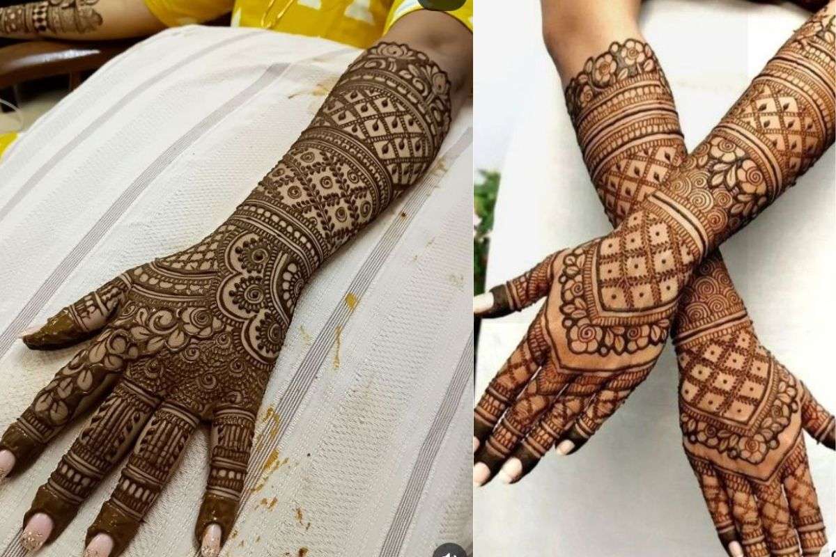 Full Hand Traditional Bridal Mehndi Design for back hand 