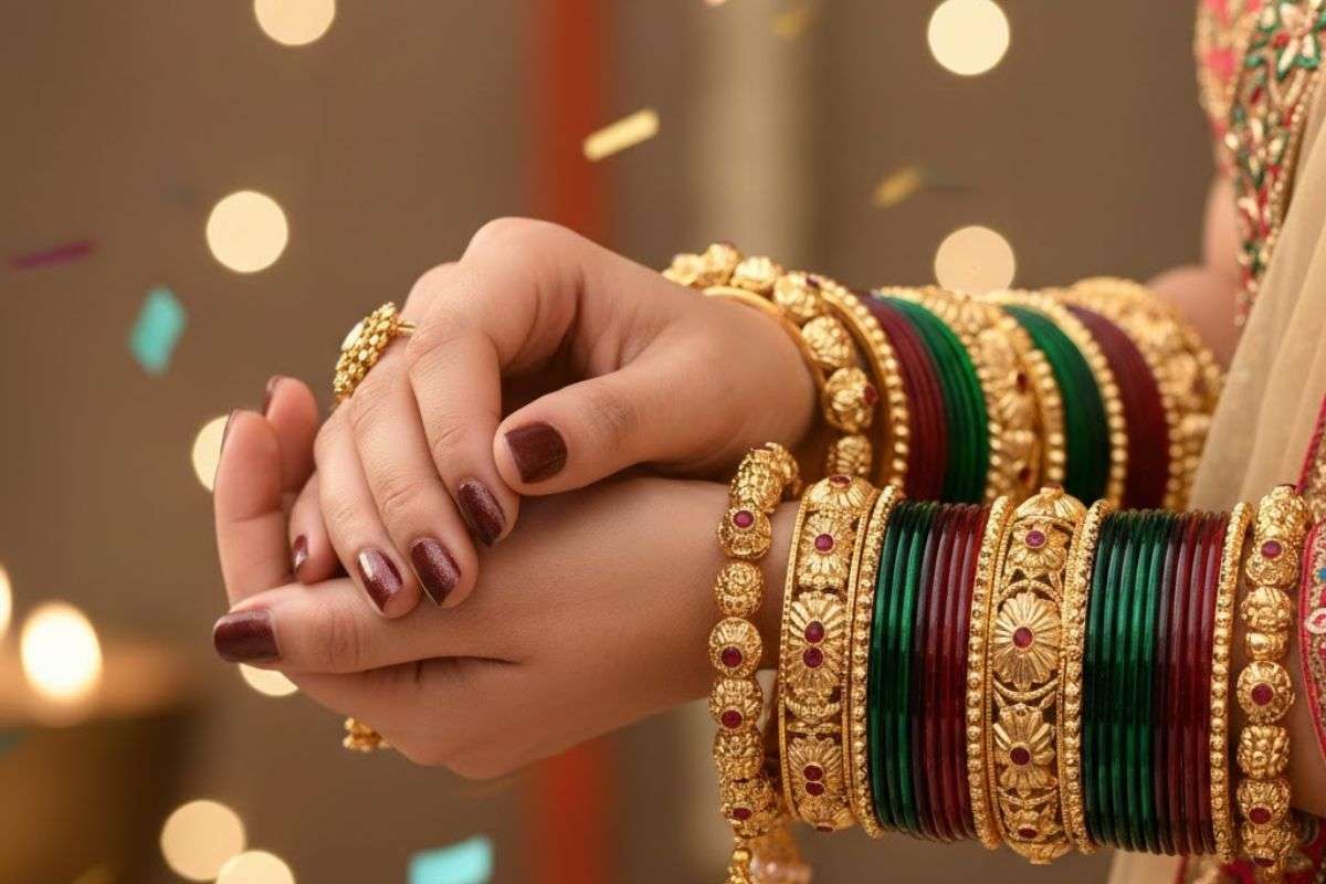 Glass And Golden Bangles