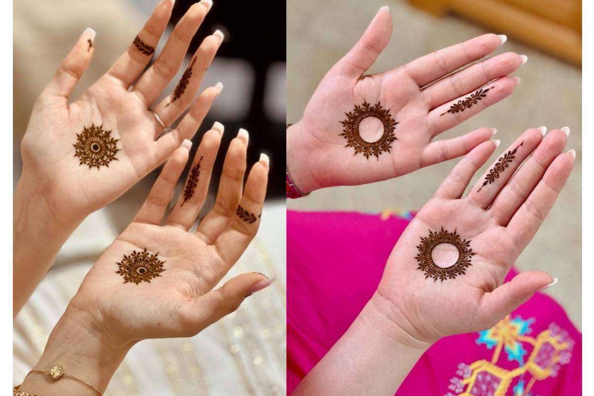 Gol tikki mehndi design for front hand, easy and aesthetic look