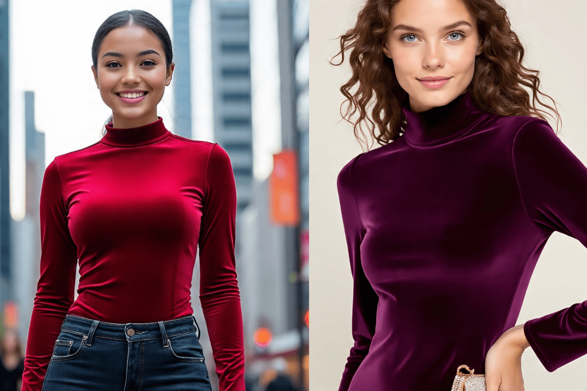 High-Neck Velvet Top