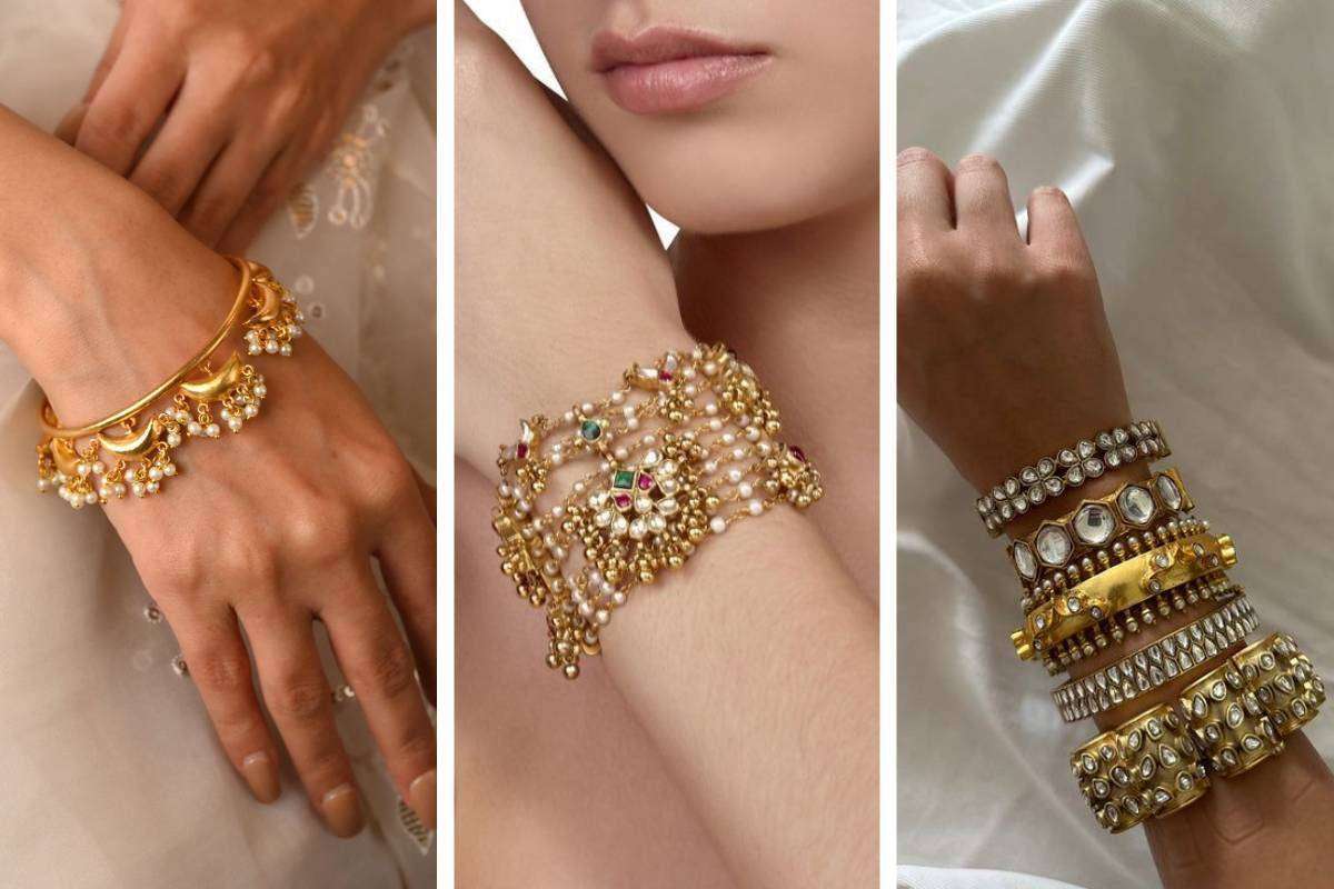 Modern Kundan bangles with traditional design, elegant style for festive occasions