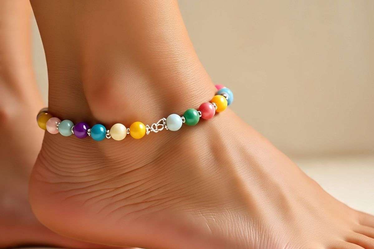 Multi Color Beads Thread Anklet