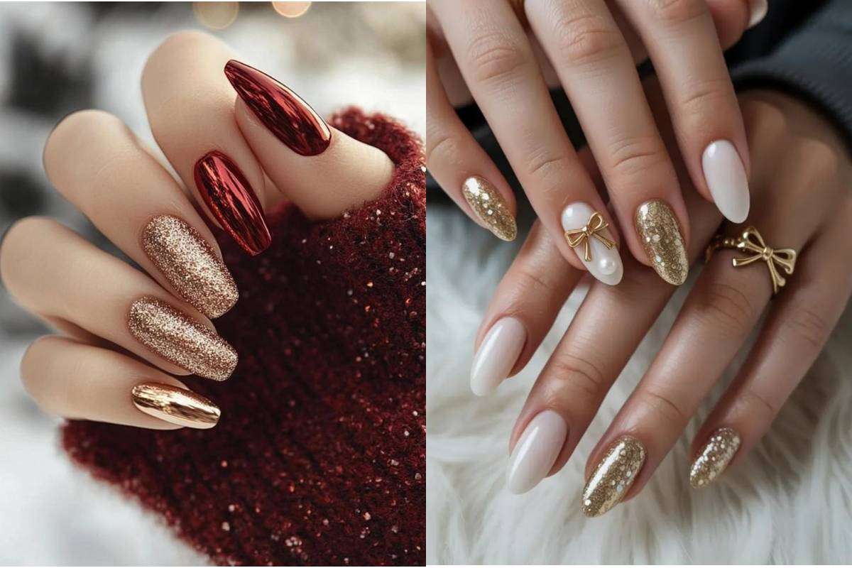Red Glitter Nail Art Ideas for Christmas