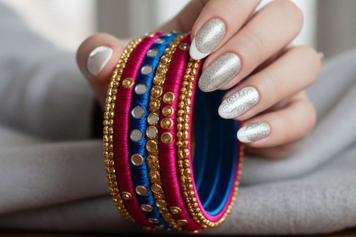 Silk Thread Wrapped Metal Bangle