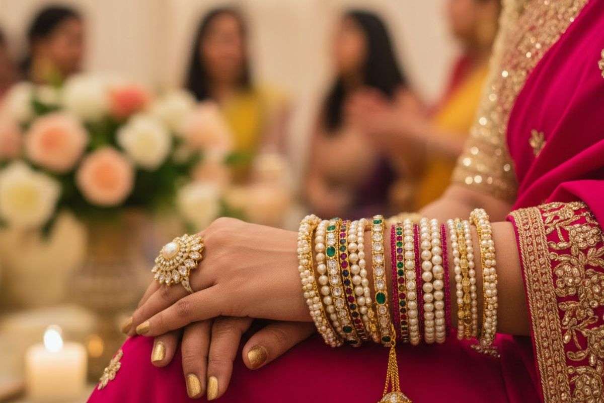 Stone Work And Pearl Bangles