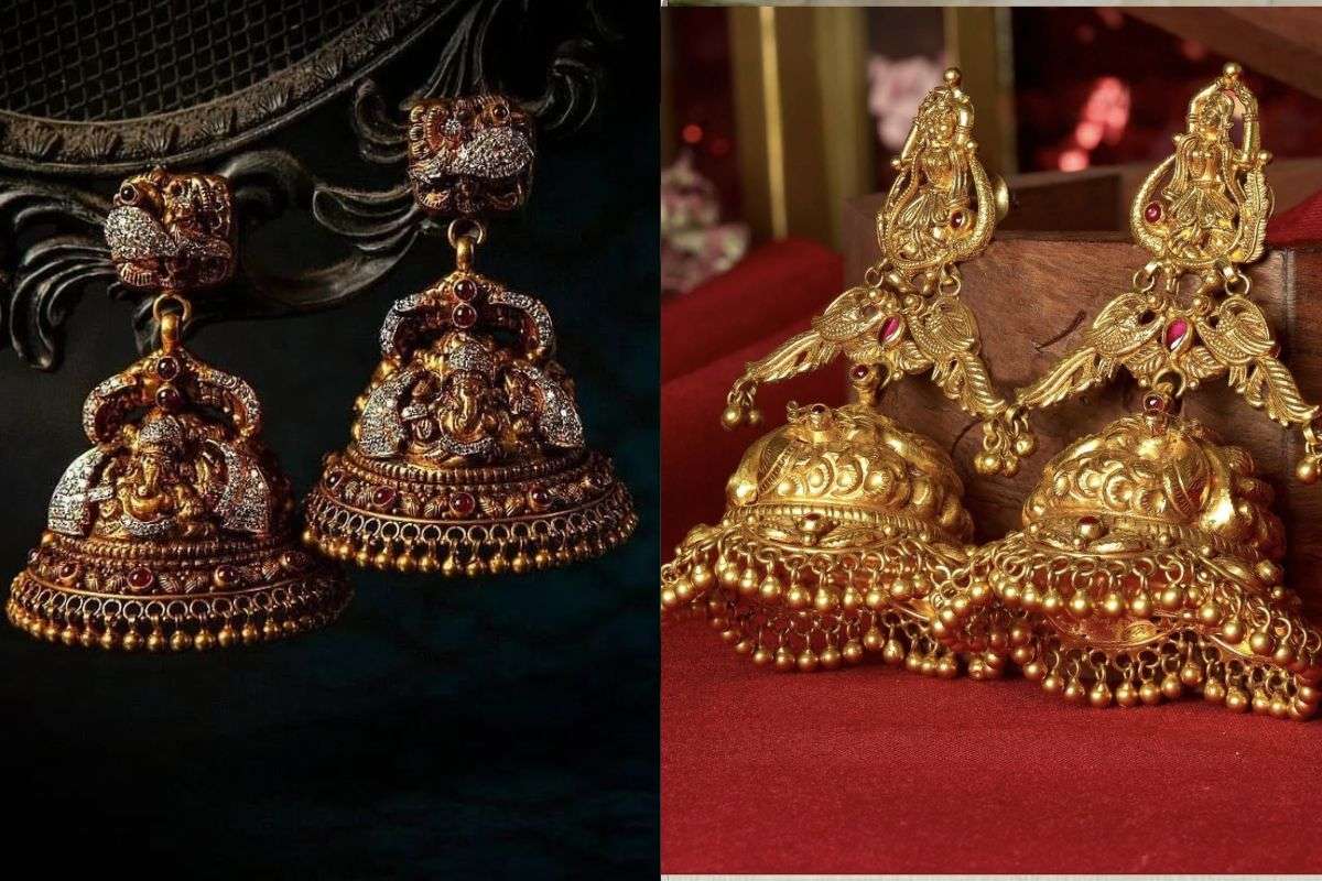 Temple Jewellery Jhumkas – South Indian Heritage (Image Source: Pinterest)