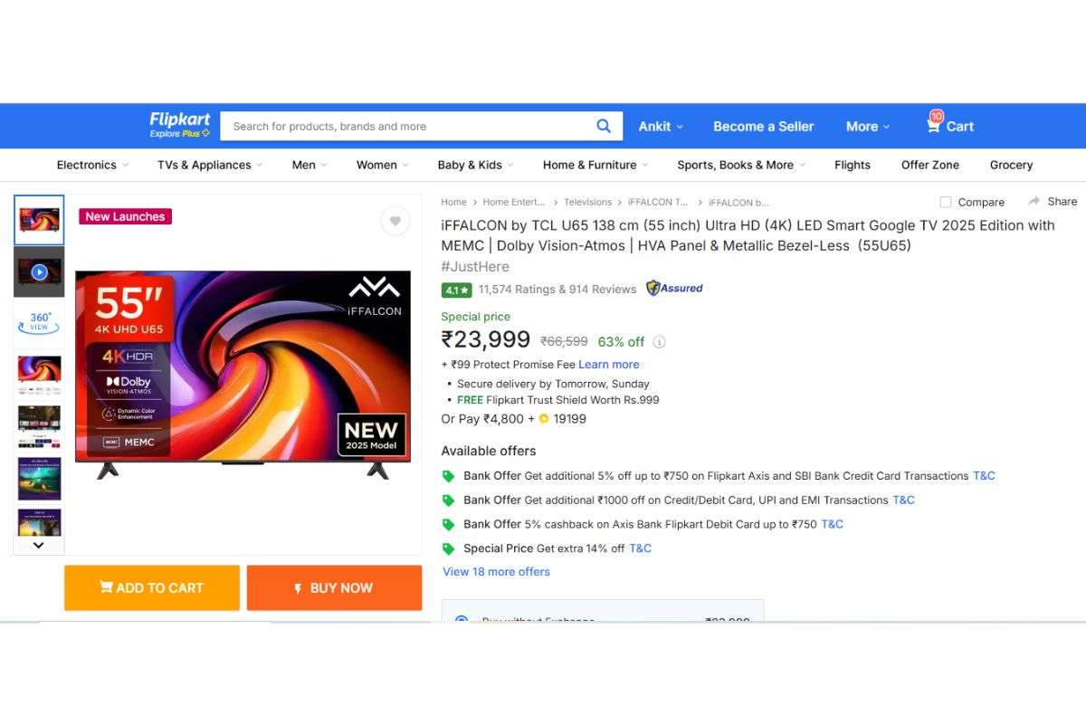 iFFALCON TCL 55 inch Smart TV