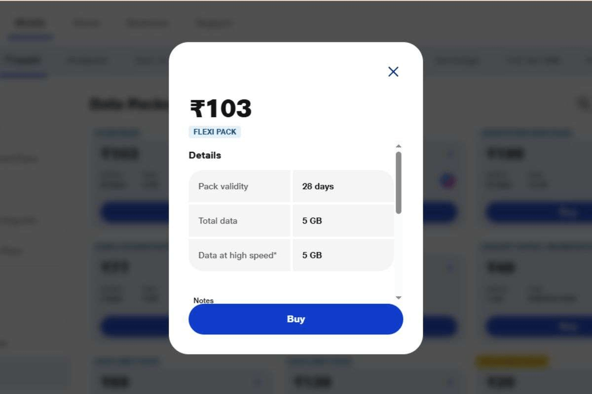 Jio Rs 103 Flexi Pack