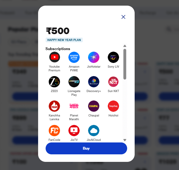 Jio Rs 500 plan offers OTT benefits