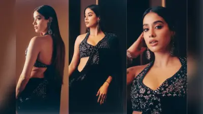 Janhvi Kapoor Photos: वेलवेट साड़ी-बैकलेस ब्लाउज में जाह्नवी ने ढाया कहर, तस्वीरें देख दिल दे बैठेंगे आप