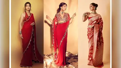 Red Saree Design: शादी की रस्मों में सबकी नज़रे होगी आप पर – देखें Shilpa Shetty, Hina Khan और Tara Sutaria के रेड साड़ी लुक