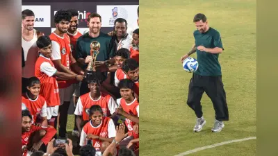 GOAT India Tour 2025: हैदराबाद में चला मेसी का जादू, स्टेडियम में फुटबॉल प्रेमियों के लिए ऐतिहासिक रात