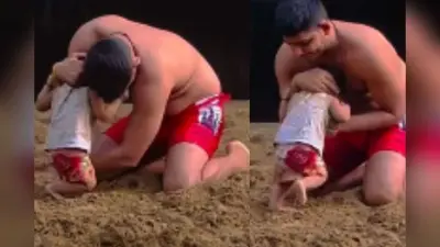 Viral Video: लंगोट पहनकर कुश्ती लड़ने मैदान में उतरा बच्चा, पहलवान को ऐसा पछाड़ा कि लोग देखकर रह गए हक्के-बक्के