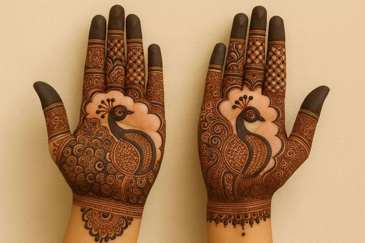 एआई सिंपल मोर पोंगल मेहंदी डिजाइन