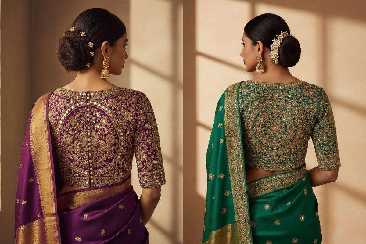 Embroidered back side blouse