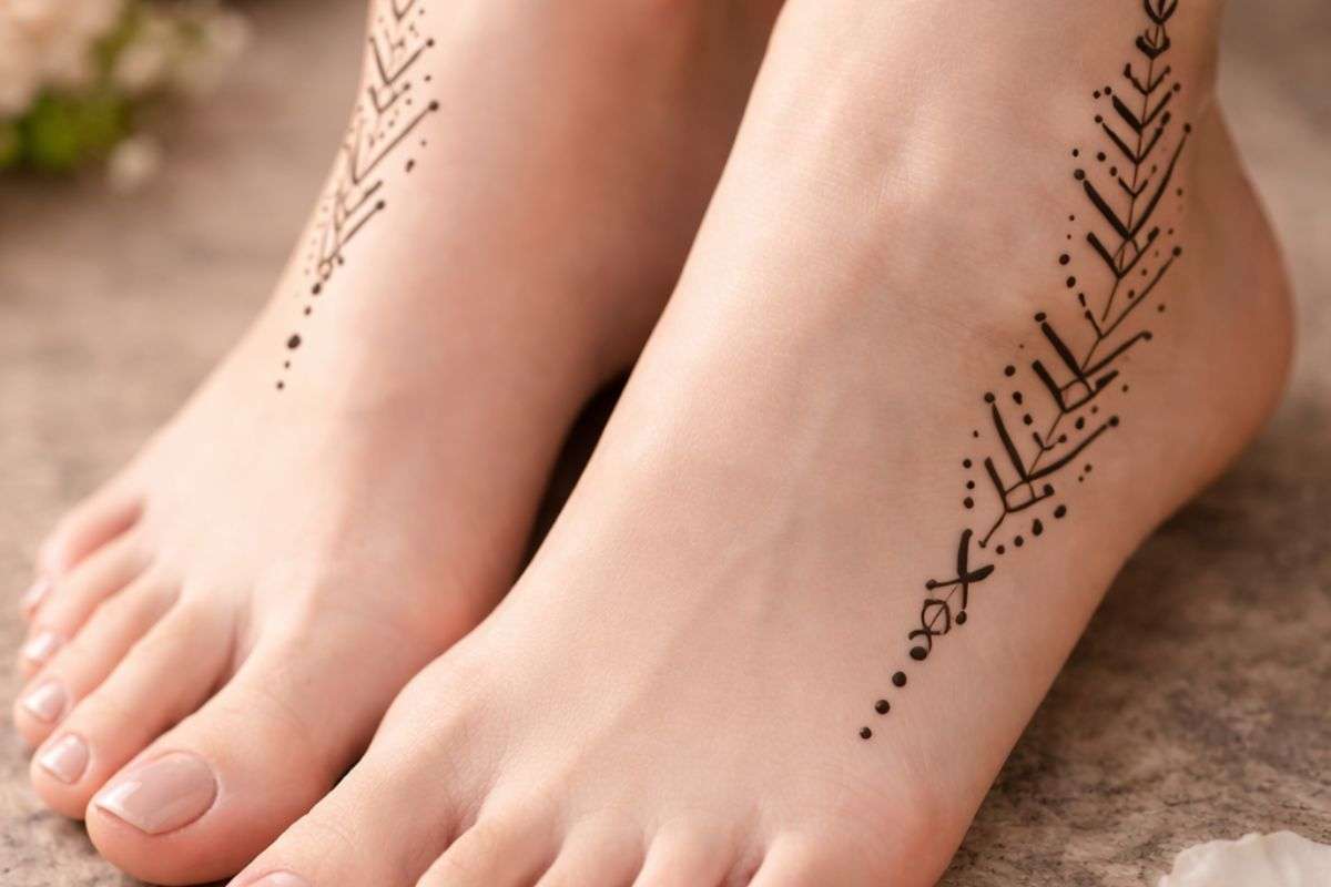 Geometric lines and dots mehndi Design