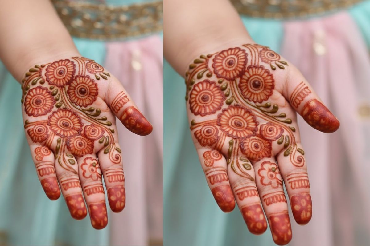 Flower Mehndi Design for Kids