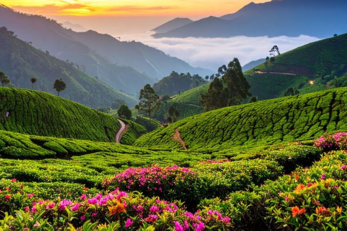 Munnar tea gardens and greenery view