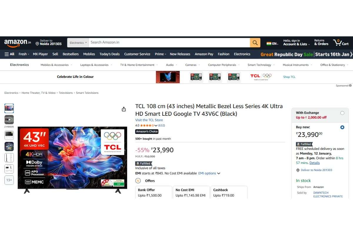 TCL Metallic Bezel Less Series 4K Ultra HD (43 inches)