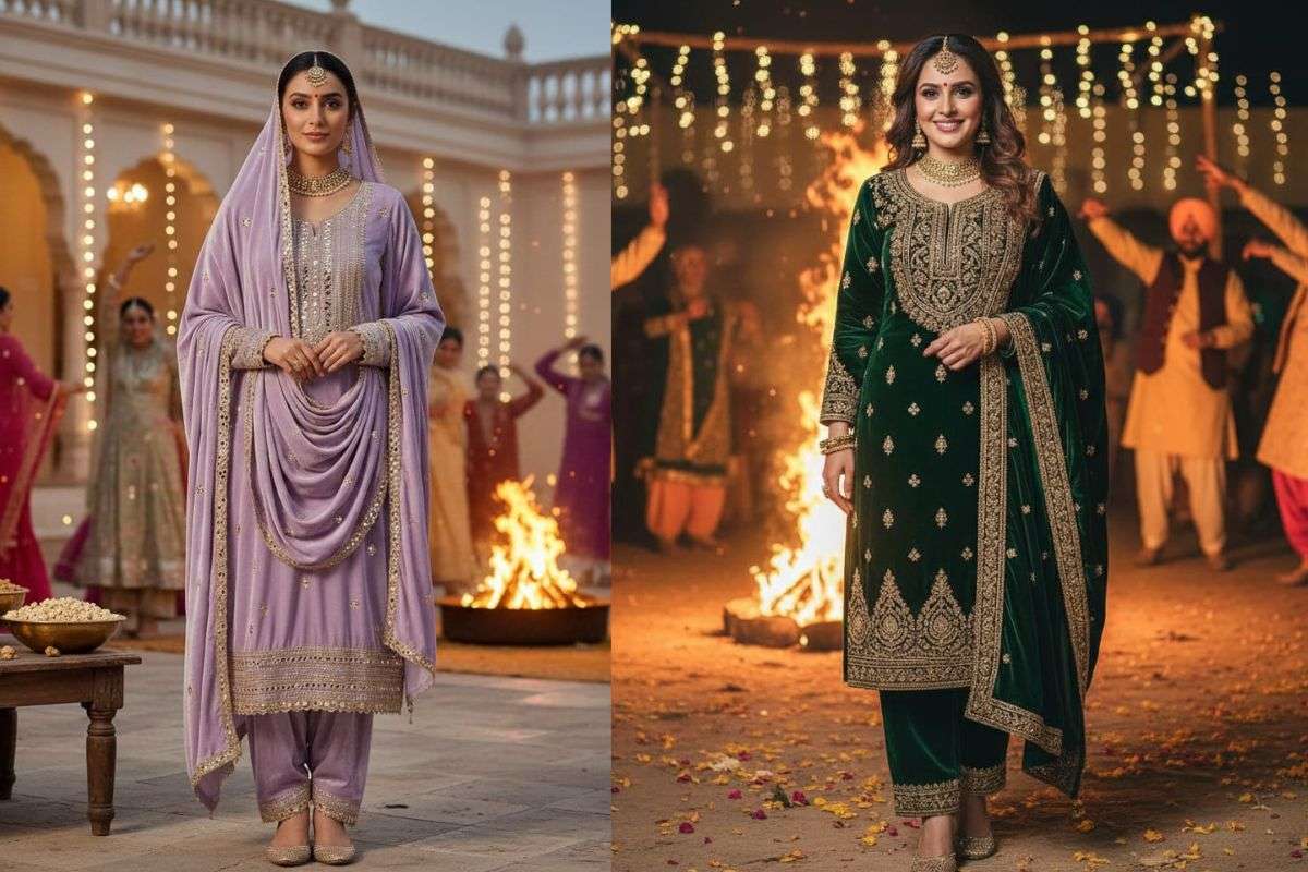Velvet Punjabi Suit for lohri