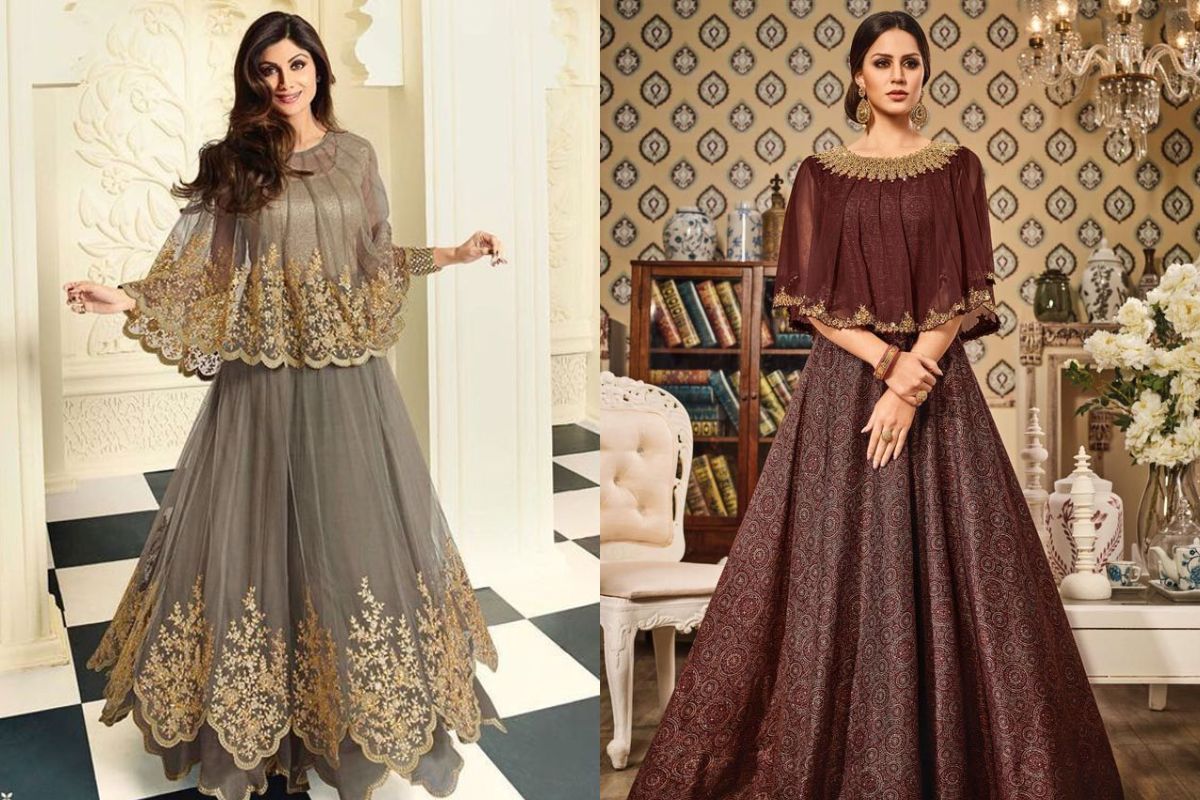 cap style anarkali suit