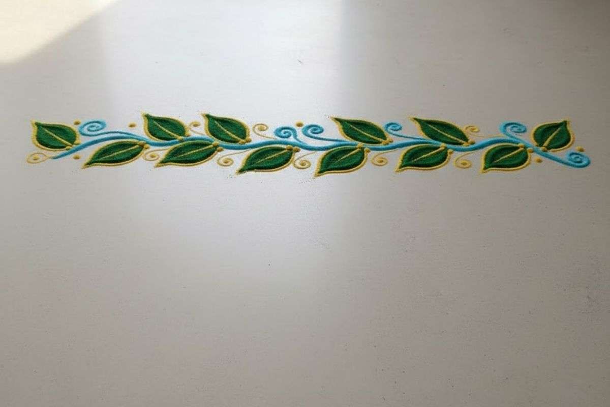 leaf and bel pattern rangoli