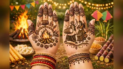 Simple Mehndi Design for Lohri: लोहड़ी पर सजाएं अपने हाथ इन आसान और खूबसूरत एआई मेहंदी डिजाइन्स से