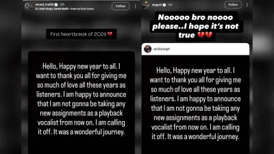Arijit Singh Retirement: अरिजीत सिंह के रिटायरमेंट से सिंगर्स और सेलेब्स के बीच हलचल, लिखा- ‘इस फैसले को समझ पाना मुश्किल है’