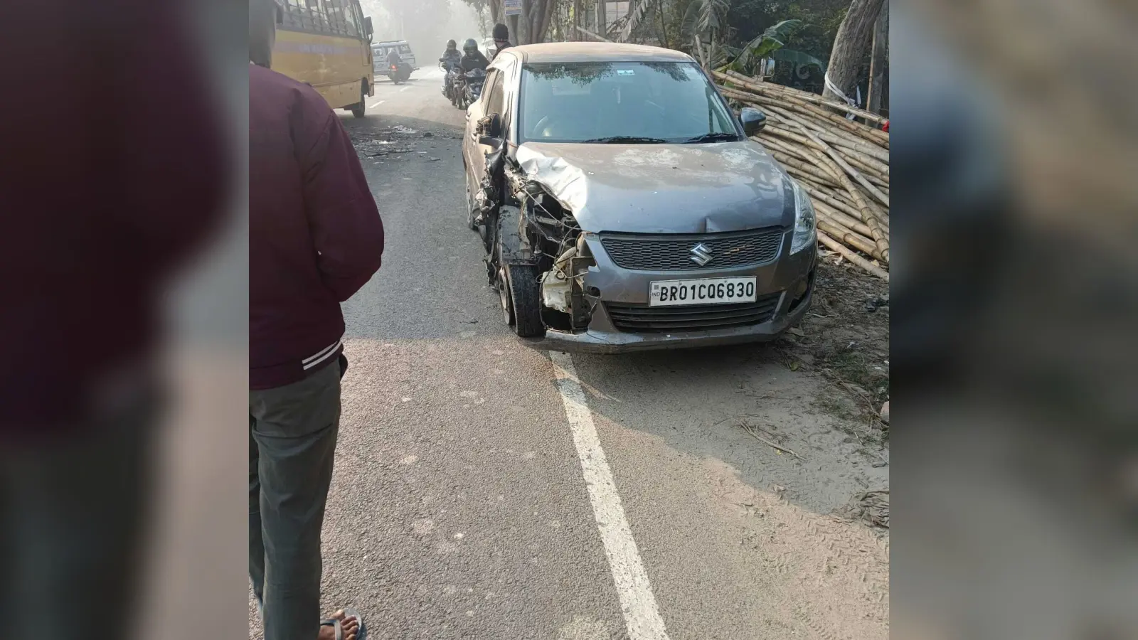 hajipur news. कार की टक्कर से पूजा करने आये ऑटो सवार बुजुर्ग की मौत