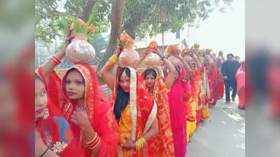 दुर्गा मंदिर की स्थापना को लेकर निकाली गयी कलश यात्रा