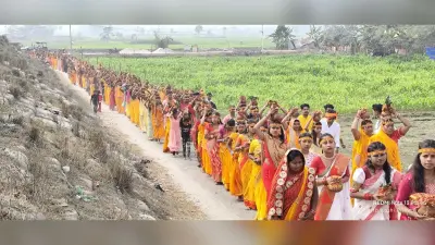 कीर्तन सह अष्टयाम को लेकर काली मंदिर परिसर से निकाली गयी भव्य कलश यात्रा