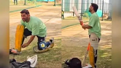 MS Dhoni ने शुरू की IPL 2026 की तैयारी, नेट्स में बहा रहे पसीना, Video Viral