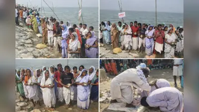 Rajmahal Tribal Mahakumbh: राजमहल की उत्तरवाहिनी गंगा में आदिवासी धर्मगुरुओं ने लगाई आस्था की डुबकी, इष्टदेवों की आराधना शुरू